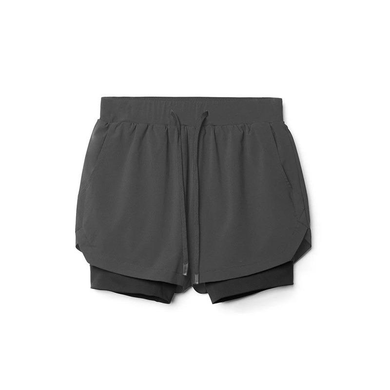 Herren 2-in-1 Kompressionsshorts Elastischer Bund Mit Handytasche Fitnessbekleidung