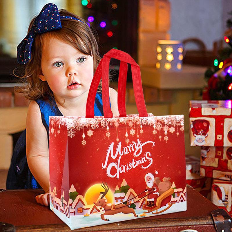 1pc Merry Christmas Gifts Bags Santa Elk Non-woven Candy Gift Packaging Tote Bag Xmas New Year Party Decor Noel Shopping Pouch