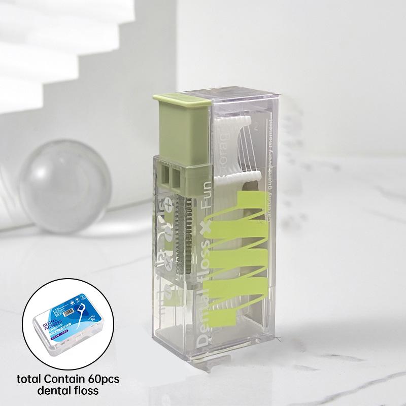 

Automatic Dental Floss Storage Box Pop-Up Dental Floss Dispenser with 60Pcs Floss Dental Oral Hygiene Care Portable Mini Box
