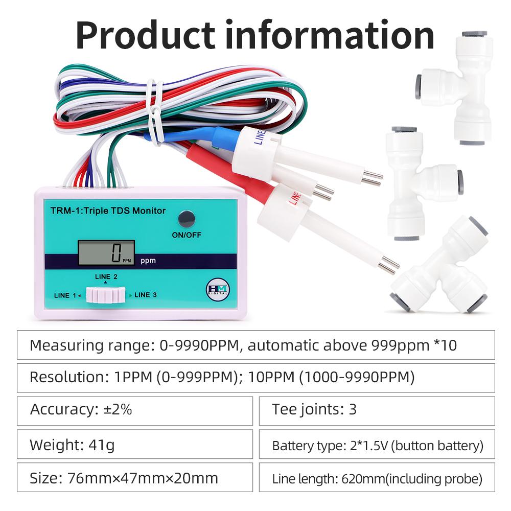 SM1 Single/TRM1 Triple TDS Meter Online Water Quality Tester Digital Salinity Dissolved Oxygen Monitor for Aquarium Laboratory
