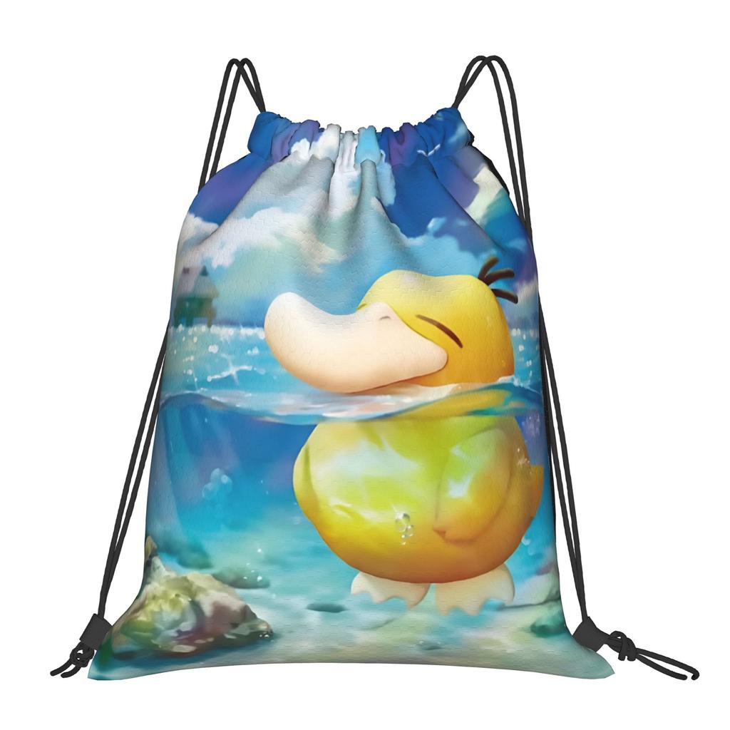 Custom P-Psyducks Drawstring Backpack Women Men Gym Sport Sackpack Portable Manga Shopping Bag Sack