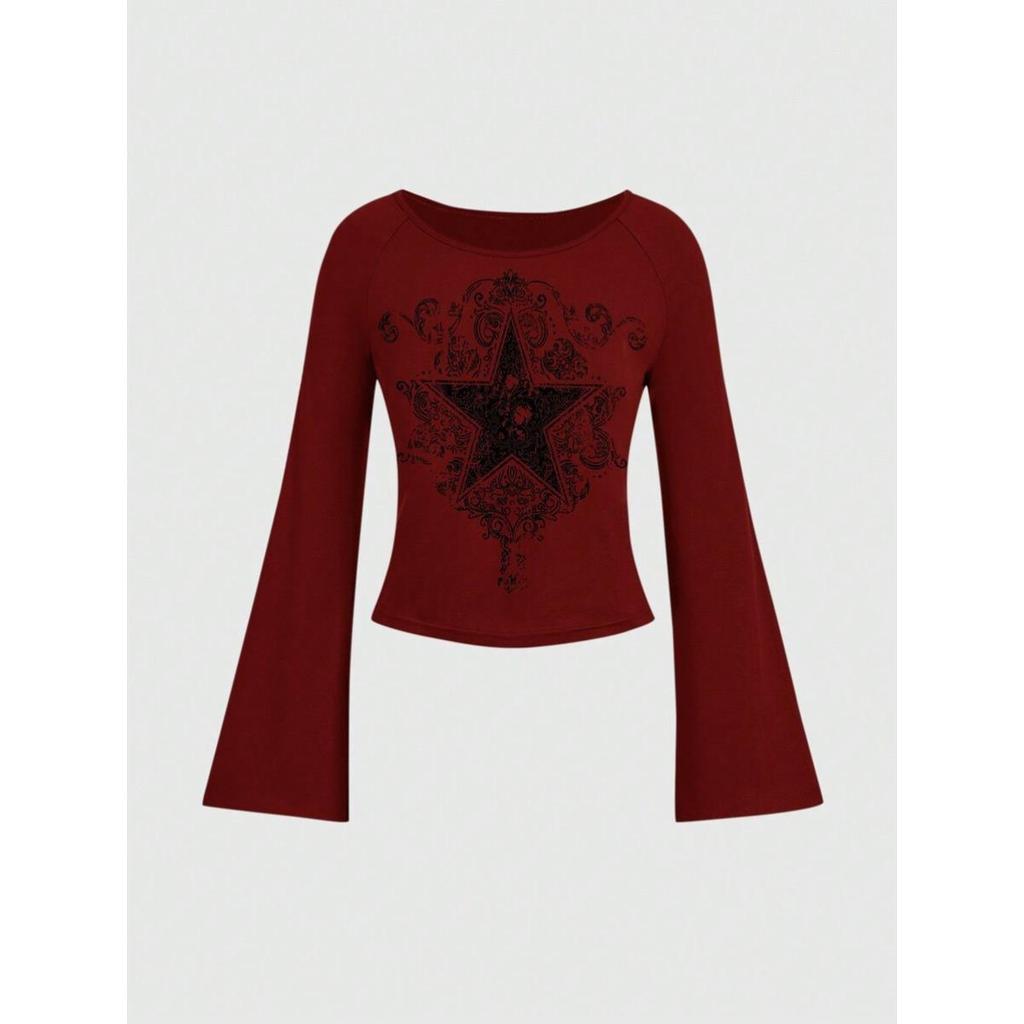2KWEIRD 90s Long-sleeve Tees E-Girl Clothes Aesthetic Streetwear Long-sleeve T-shirts Harajuku Punk Letter Pattern Sexy Long-sleeve Tops