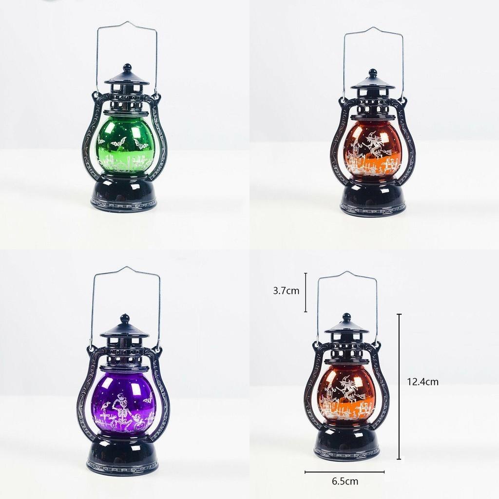 Vintage Halloween Led Lantern Lights Featuring Spooky Witches And Bats For Festive Parties