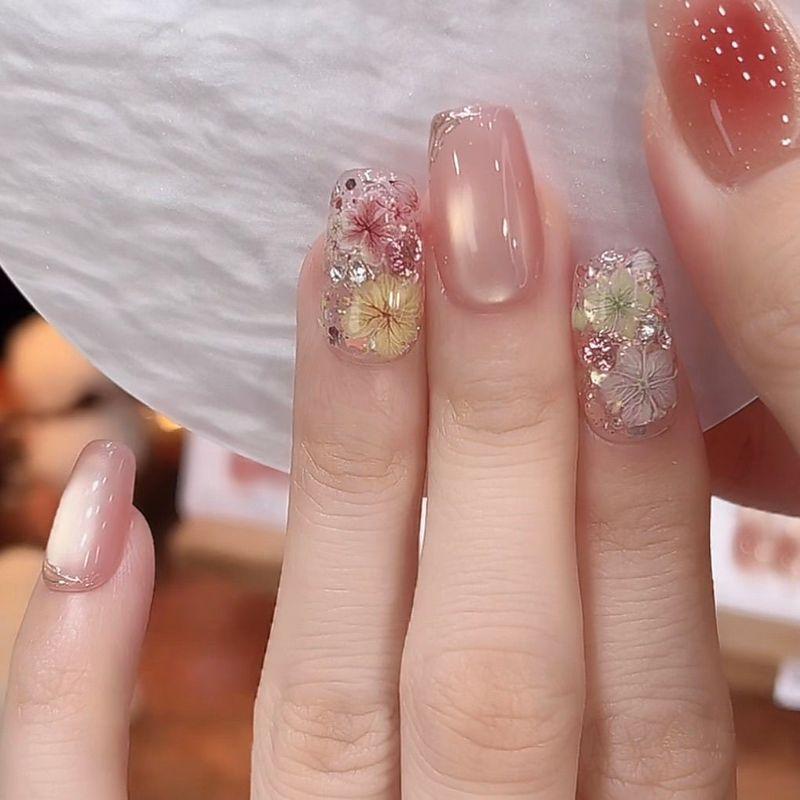 

Jardin Monet Handmade Detachable Nail Stickers Fancy White Temperament Micro Glass Bead Cat s Eye Wear Armor Monet Garden [New China] XS is very small
