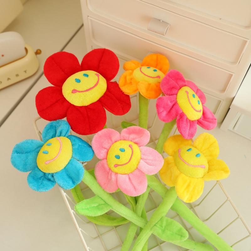 Curtain Accessories Home Decoration Cute Smile Cartoon Sunflower Rose Plush Toys Christmas Valentine's Day Gift
