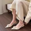 New Style Women's Spring Green Flower Pointed Elegant High Heels for Women Fashion Shallow Mouth Slingbacks Sandals Casual Pumps