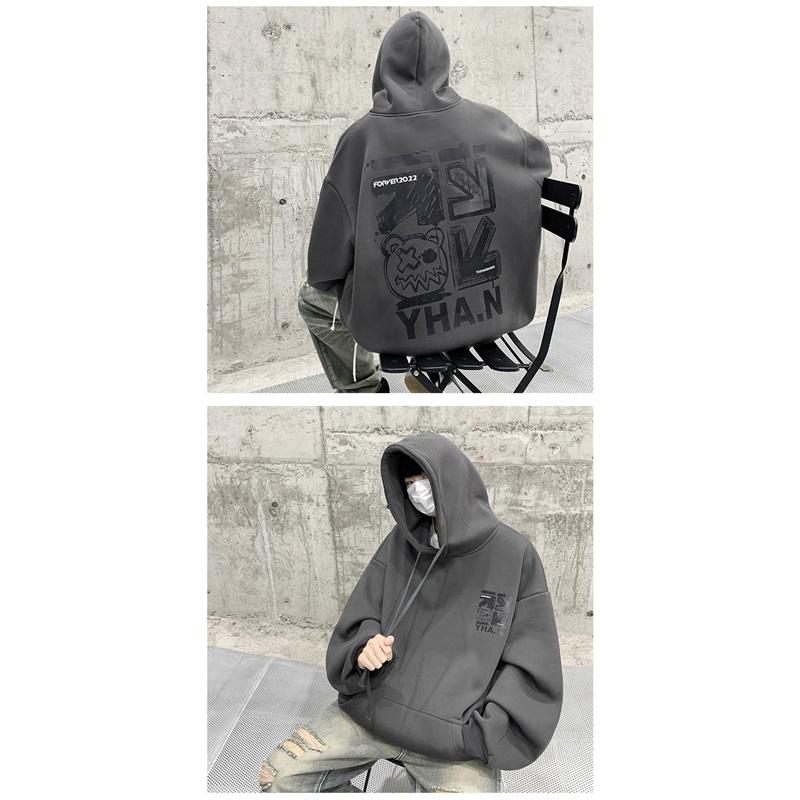 Men's Oversized Graphic Hoodie Hip Hop Style Long Sleeve Pullover Sweatshirt