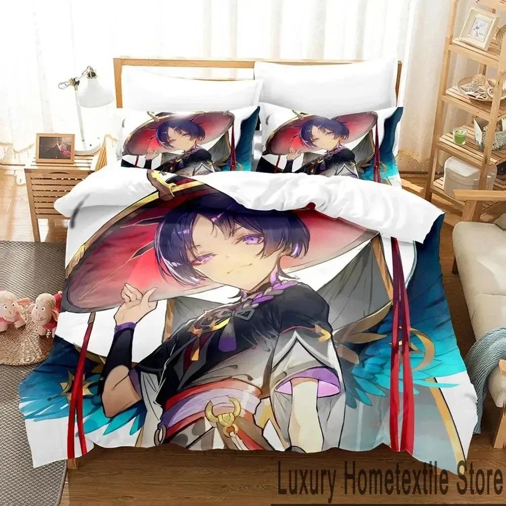Anime Spel Genshin Impact Scaramouche Sängkläder Pojkar Flickor Twin Queen King Size Påslakan Örngott Säng pojkar Vuxen