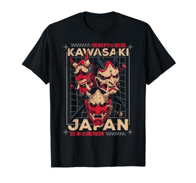Kawasaki City Noh Mask Retro Japan Kawasaki T-shirt