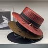 High-end Raffia French Flat-top Straw Hat Women's Summer Sunscreen Fashion Beach Top Hat Elegant and Versatile