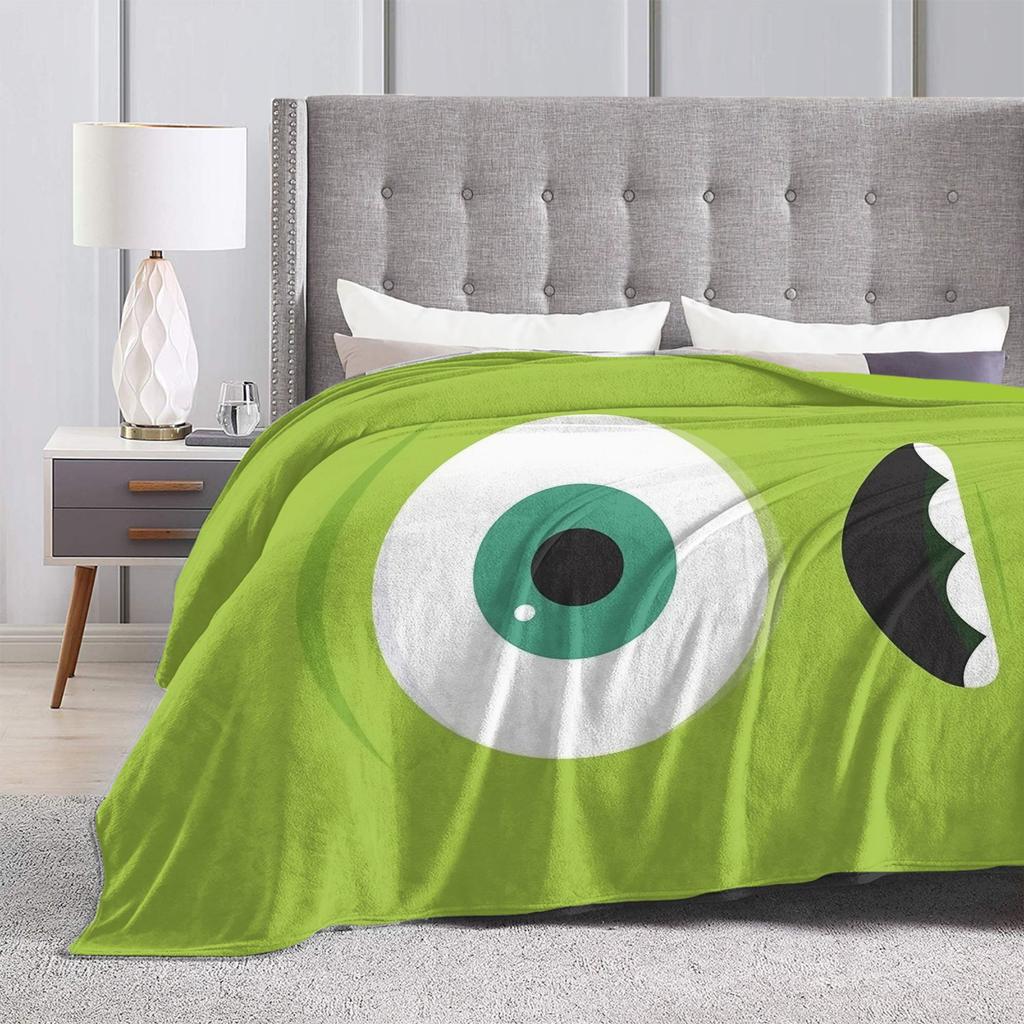 Mike Wazowski Monsters University Flannel Throw Blankets Monsters Inc Blankets for Sofa Bedroom Warm Bedroom Quilt,