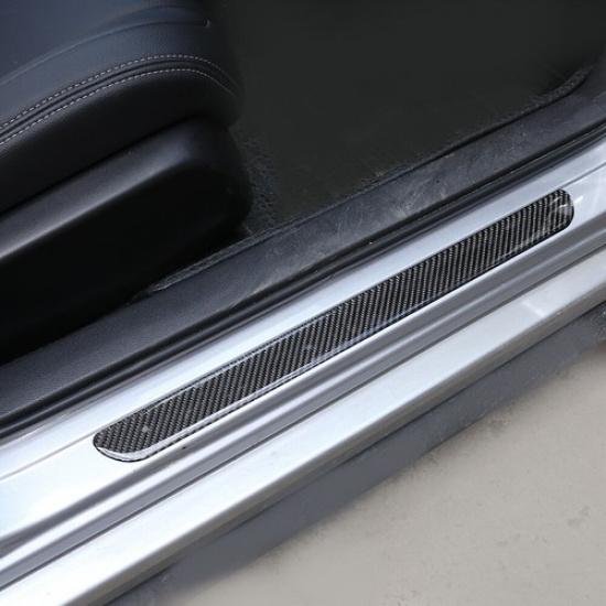 Carbon Fiber Door Plate Scuff Sill Panel Anti Scratch Trim For Honda Civic 16-20