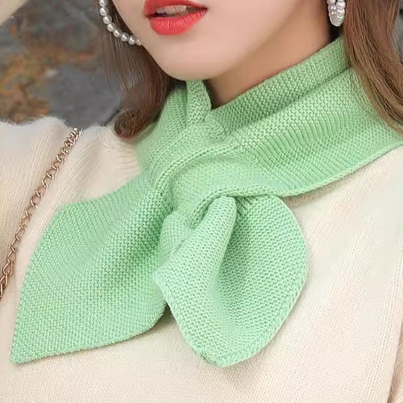 Autumn Winter Scarf Soft Neck Scarf Girls Knitted Sweater Bowtie Women Casual Cross Fishtail Scarf Straps Ladies Shawl