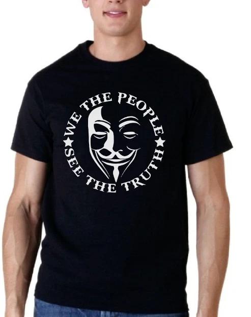 We the people Anonymous Guy Fawkes T shirt tee L