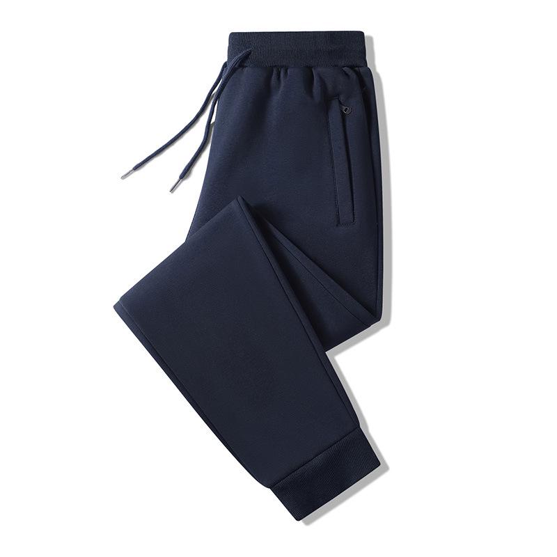 Men's Cotton Sports Sweatpants: Spring/Summer, Solid Color, Plus Size, Loose Fit, Straight Leg, Cuffed.