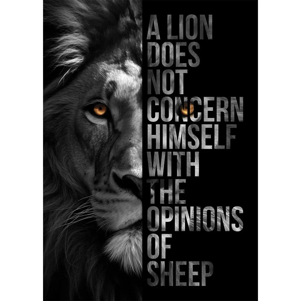 Animal Motivation Poster Panther Lion Motivational Canvas Posters Prints Canvas Painting Focus Conquer Fearless Mural Wall Decor