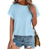 Women's Fashion Solid Color Round Neck Loose Short Sleeved Pullover T-shirt Top