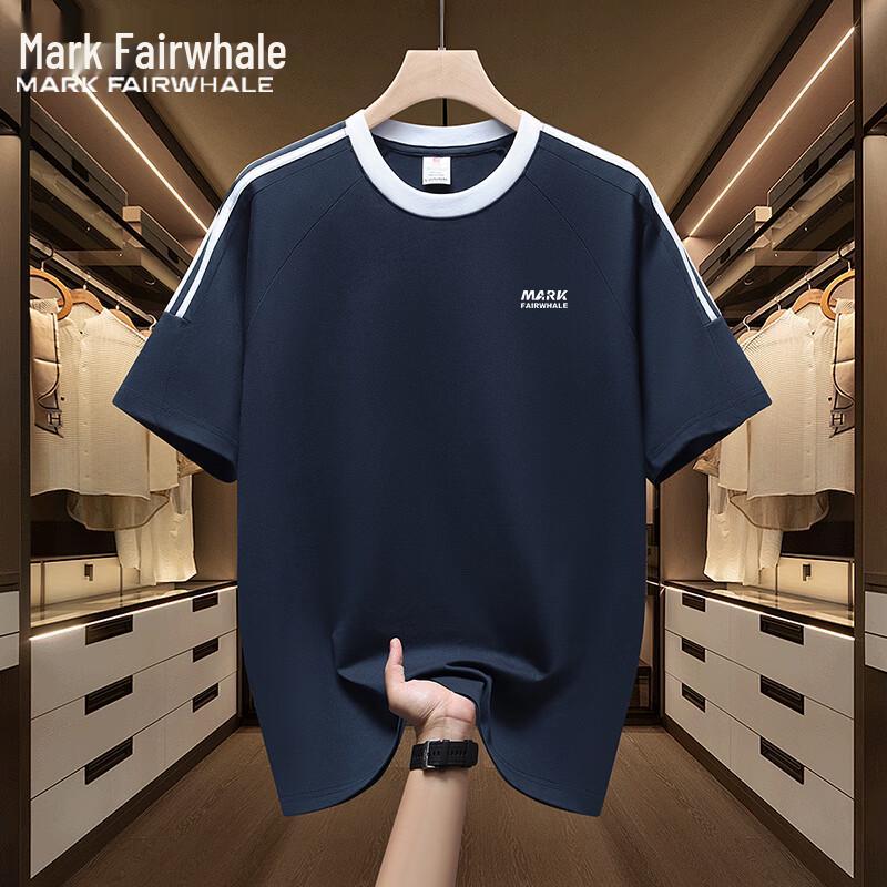 MARK FAIRWHALE Men s Summer Pure Cotton Round Neck Short Sleeve T-Shirt L