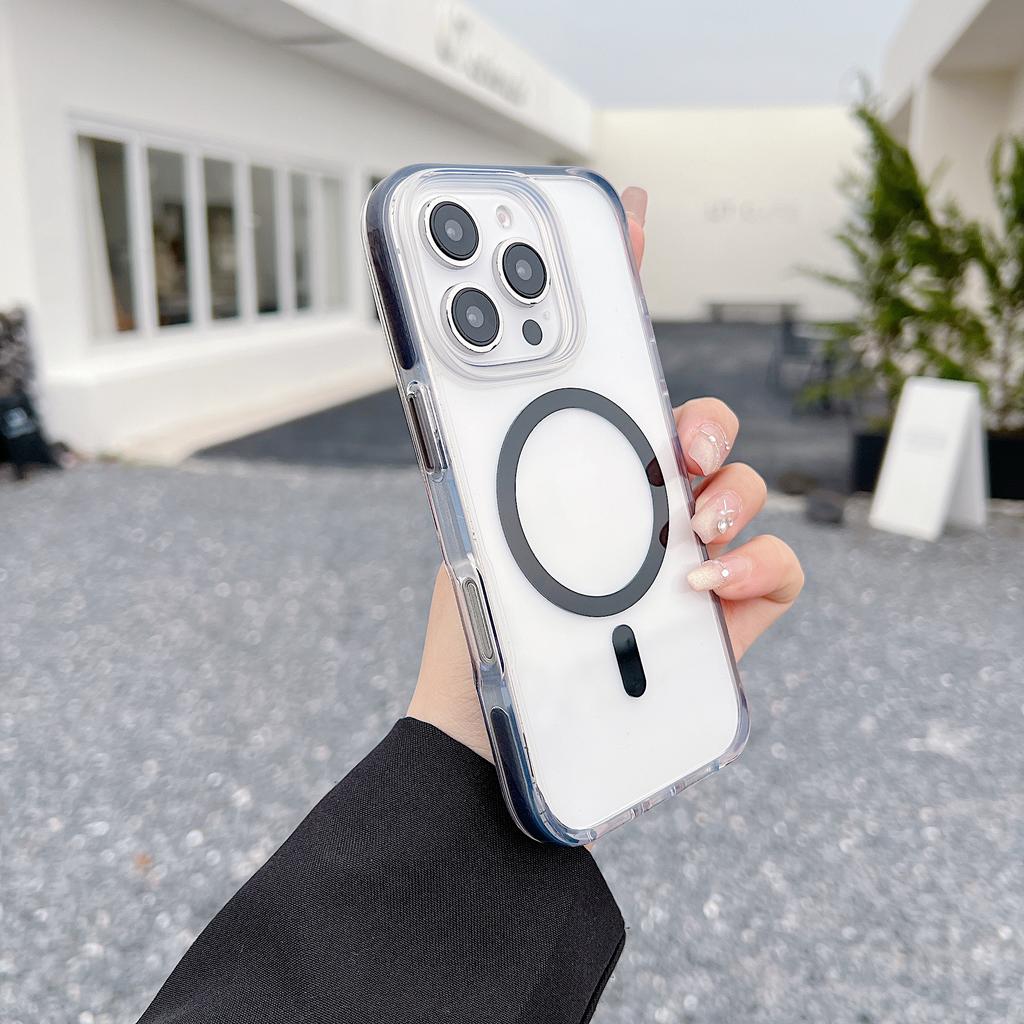 For iPhone 16 Pro Case Compatible with MagSafe Clear TPU Acrylic Phone Back Cover