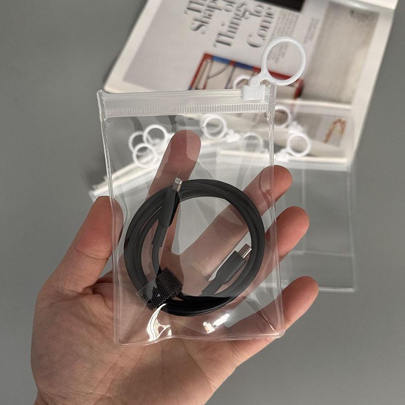 Portable Transparent Data Cable Organizer with Zipper