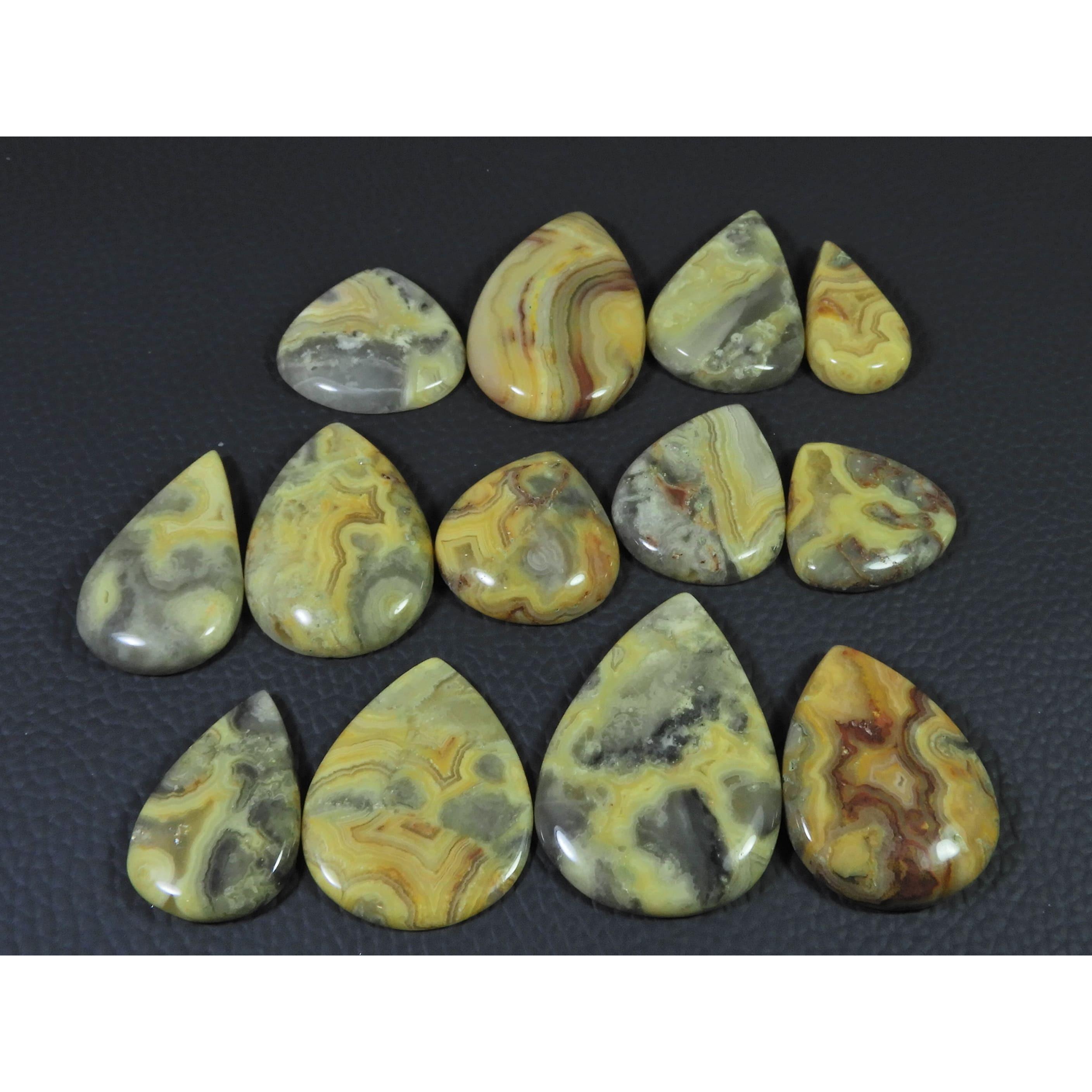 330Cts. Natural Australian Crazy Lace Agate Pear Cabochon Gemstone 13Pcs Lot C-1187