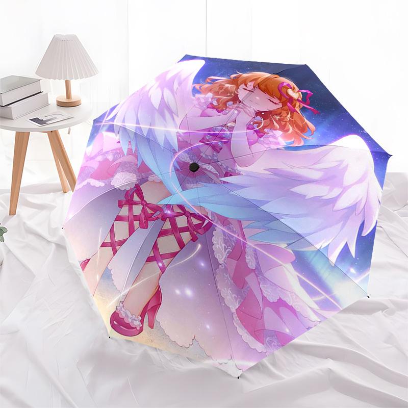 

1pc Angel Beats! Outdoor Umbrella - Automatic Opening/Closing, Portable 3-Fold Design, 8-Rib Iron Frame, Perfect Gift for Fans, Travelers, Daily Use.W