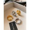 European and American Heavy-Duty Metal Diamond Pattern Plain Hoop Earrings for Women, Light Luxury and High-End Feel, 2026 New Model, Gold Earrings