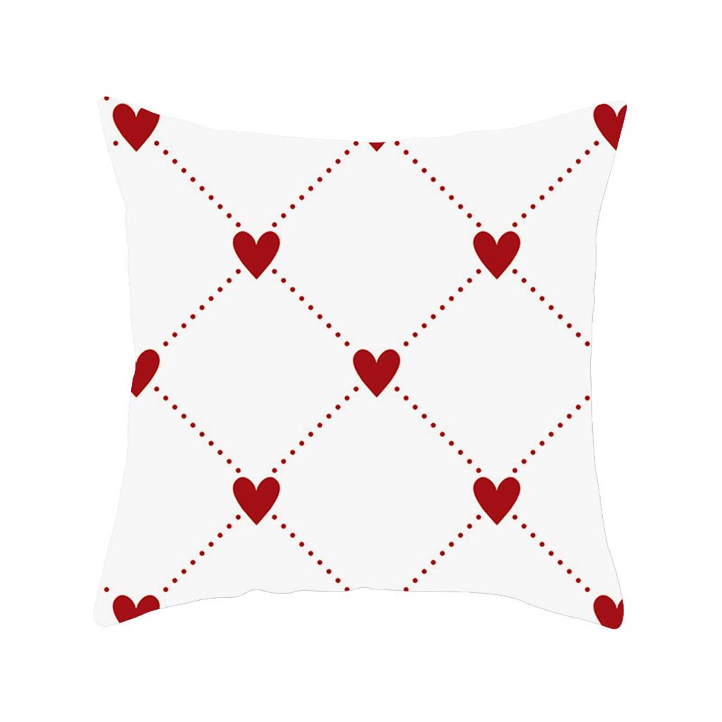 Red Love Printing Pattern Polyester Square Cushion Cover for Home Living Room Sofa Decoration Pillow Cover