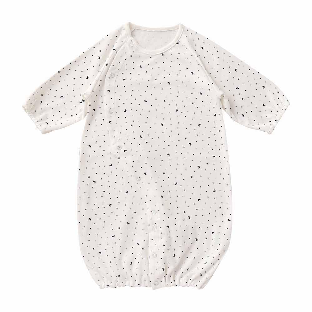 

Крем де Коко Гладкий Звездный Принт Размеры для Новорожденных Милый Звездный Двусторонний Комбинезон-Все-в-Одном [Кнопки в Паху/Двусторонний] Одежда, 100% Хлопок, 50-70см, Узор, белый