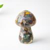 Resin Crystal Mushroom Figurine With Natural Gemstones For Home Decor Gift Ideas