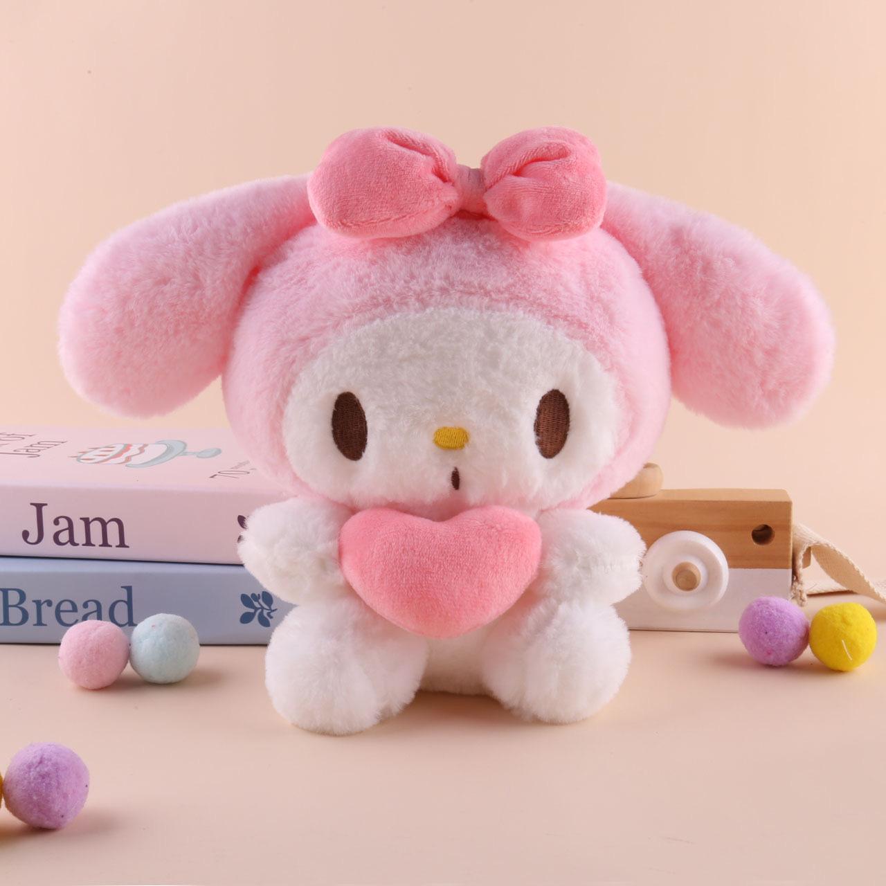 

22см Sanrio Hello Kitty Kuromi Подушка KT Плюшевая игрушка Девочки Мягкая набивная игрушка Животное Сердце My Melody Cinnamoroll Набивная кукла Подарки 22cm