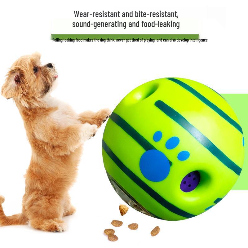 Teething Bite-Resistant Dog Toy: Sounding Laugh Ball with Treat Dispensing Feature