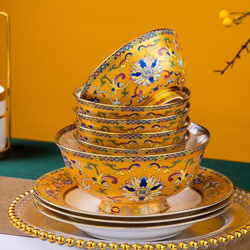 Linpan Hand-painted Dunhuang Enamel 80-Piece Luxury Dinnerware Set