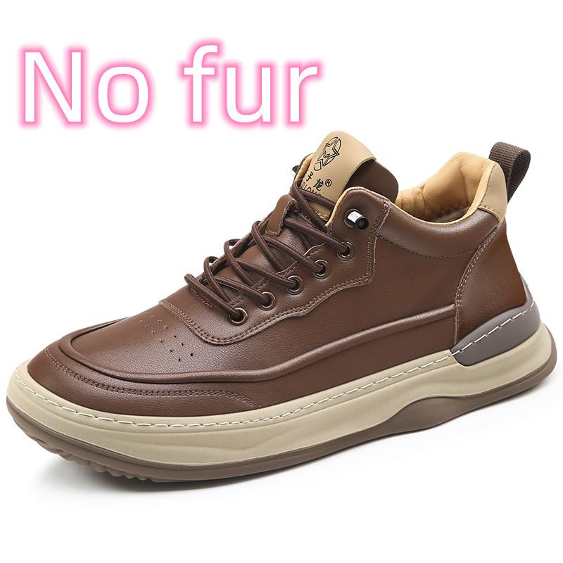 Fashion Fashion Lace-Up Male Casual Shoes Non-Slip Male Sneakers New Classic Skate Shoes Men Genuine Leather Men Winter Plush Snow Flats