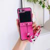 Litchi Pattern Is Suitable for Samsung Zflip7 Mobile Phone Case Folding Trendy Brand Huawei Pocket2 Solid Color Hinged Portable Case.