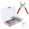 Snap Button Kit Colorful Brass Prong Press Stud Snap Fasteners with Installation Tool Set