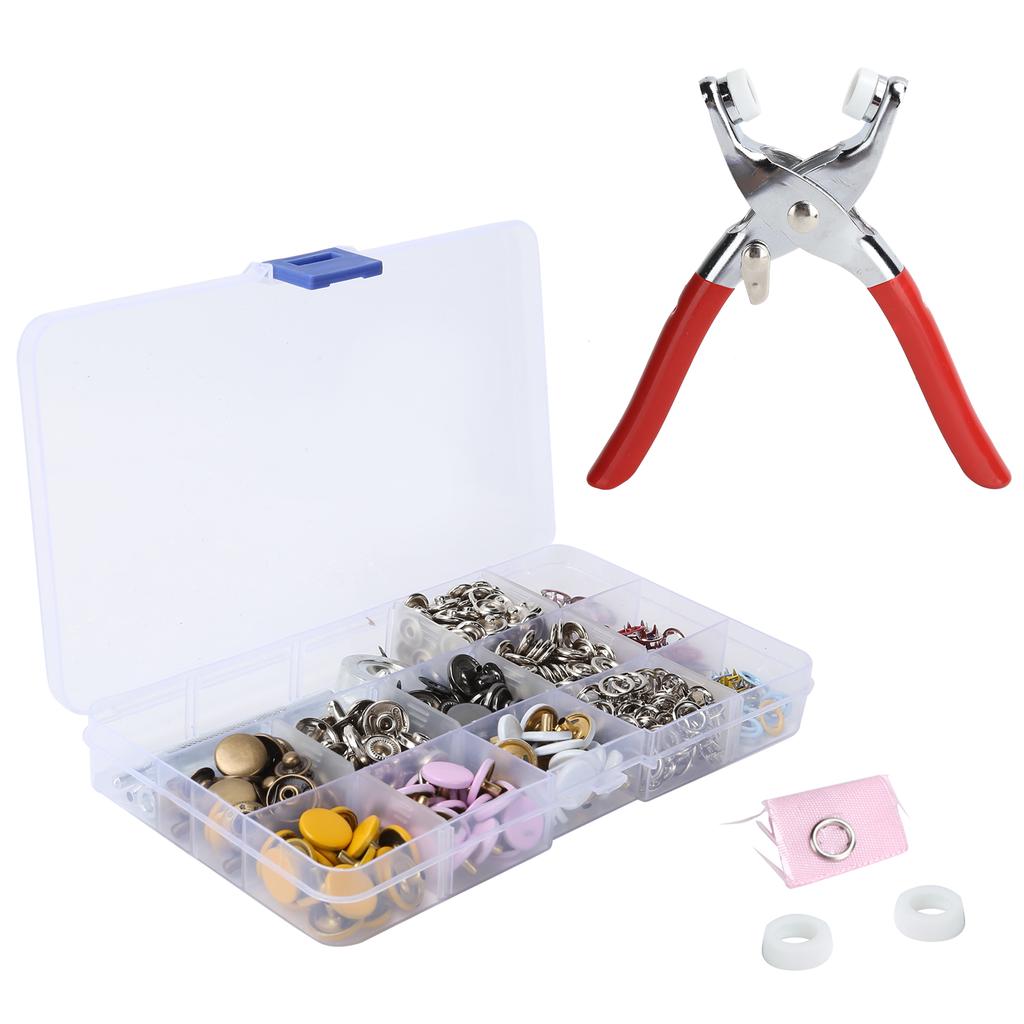 Snap Button Kit Colorful Brass Prong Press Stud Snap Fasteners with Installation Tool Set