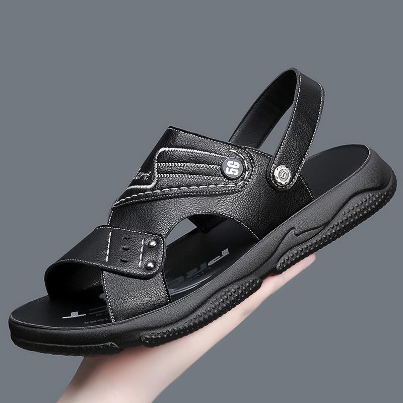 Fashion Sandals 2024 Summer Genuine Leather Sandals for Men Leisure Beach Sandals Male Summer Shoes Lightweight Outdoor Casual Sandals