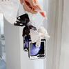 PU Leather Luxury Cover with Bowknot Pearl Wrist Chain Strap Bracelet For Samsung Galaxy Z Flip 6 5 4 3 Phone Case