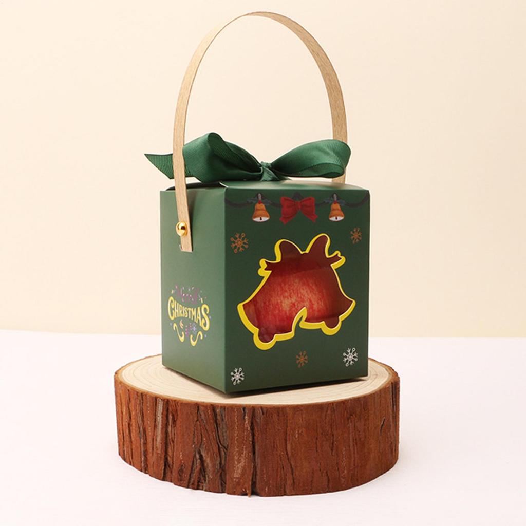 Christmas Goodie Boxes Wrapping Container With Window And Handle Holiday Party Favor Boxes For Fruits Family Gatherings
