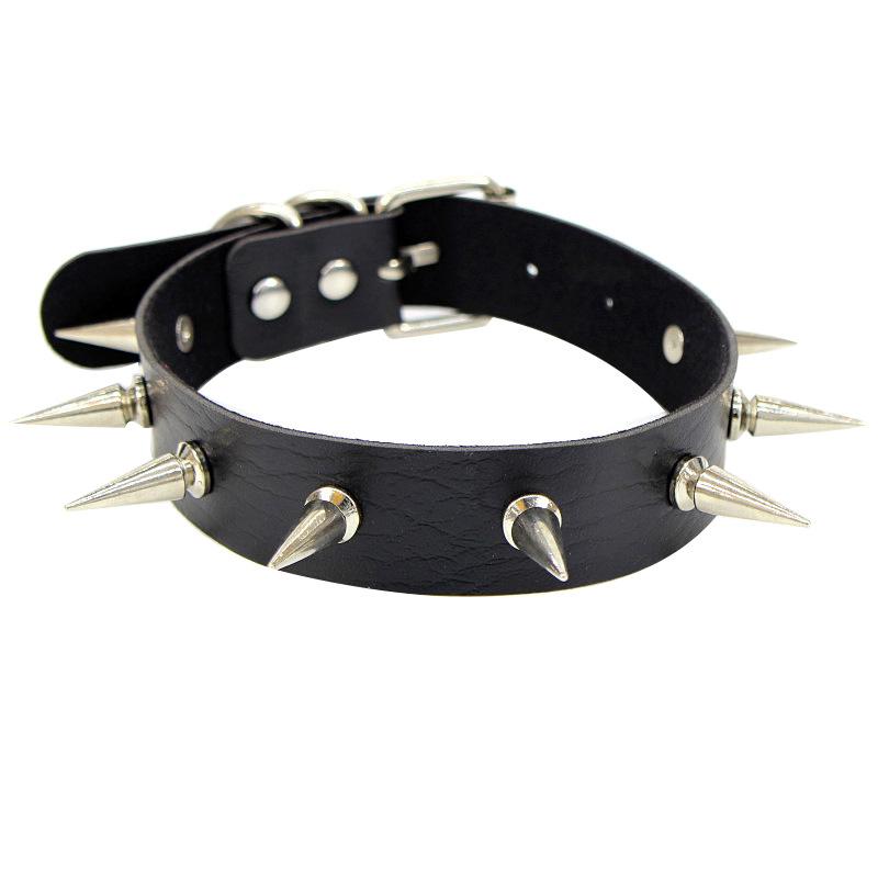 Harajuku Punk Rock Gothic Choker Necklace Women Sexy PU Leather Heart Lock Key Spike Collar Chocker Gothic Cosplay Accessories
