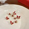 Elegante Sexy Rote Schmetterling Hängeohrringe mit Strasssteinen, Legierung Quaste Lange Ohrringe ohne Plattierung, Modische Ohrnadel