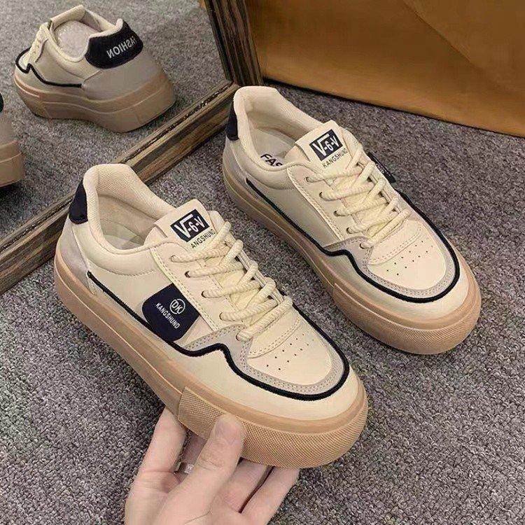 Chao Xiaobai shoes women's new spring and summer breathable platform fashion board shoes round head lace-up muffin sneakers