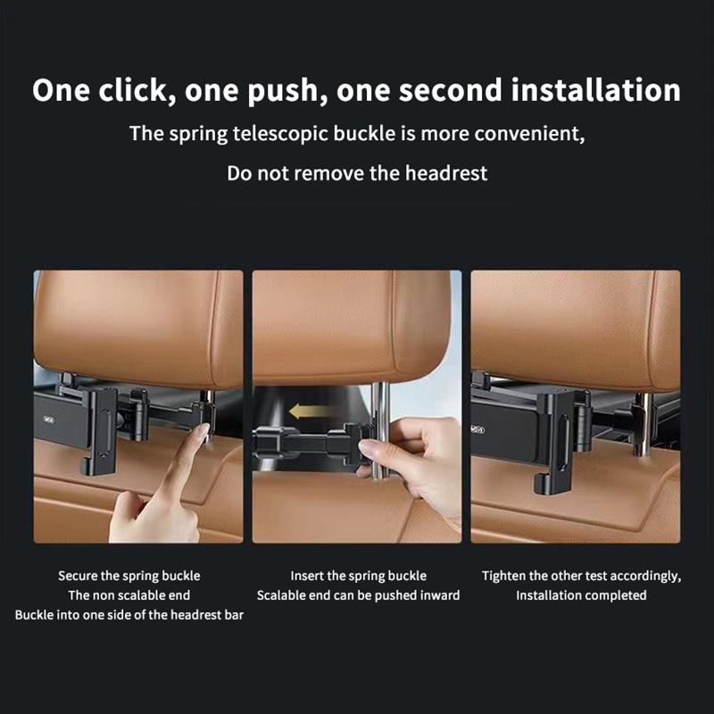 Adjustable Headrest Tablet Mount for Cars 360 Rotation Back Seat Holder for Travel Children and Passengers