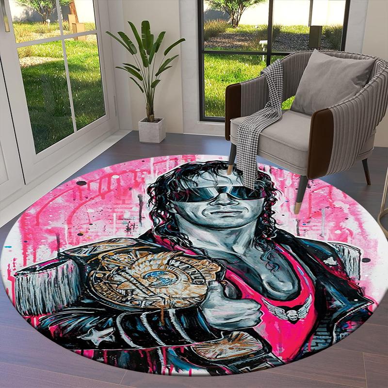 Bret Hart Round Area Rug,Carpet Rug for Living Room Bedroom Sofa Playroom Decor,Non-slip Floor Mat40