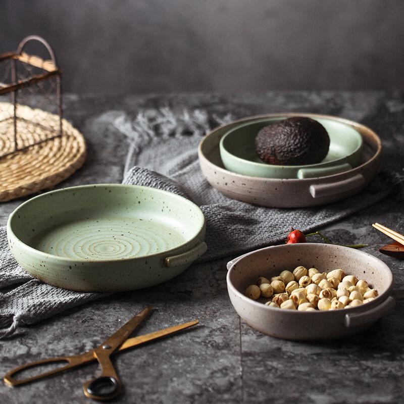 Ru Han Japanese Retro Ceramic Double-Handled Salad & Baking Dish