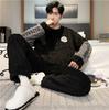 Thickened Coral Fleece Pajamas Men's Winter Warm Home Clothes Two-Piece Set Flannel Autumn Winter Plush Home Suit