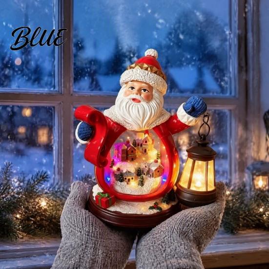 Christmas Santa Decorations Figurine with LED Light Glowing Claus Resin Statue Statue Snow Landscape Desktop Decoration for Party Favors Decor