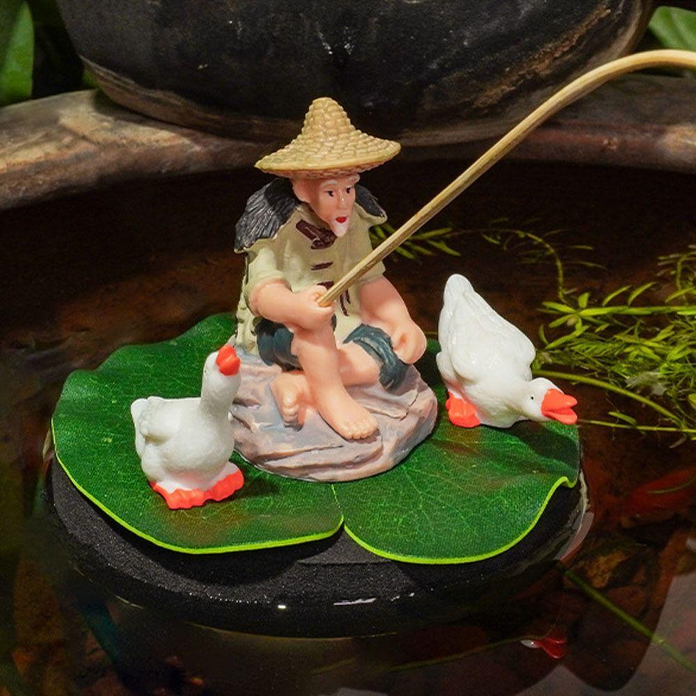 Pływający Starzec Łowiący Ryby Ornament piankowy Miniaturowa Dekoracja Pokoju Ozdoby do Krajobrazu Ogrodowego