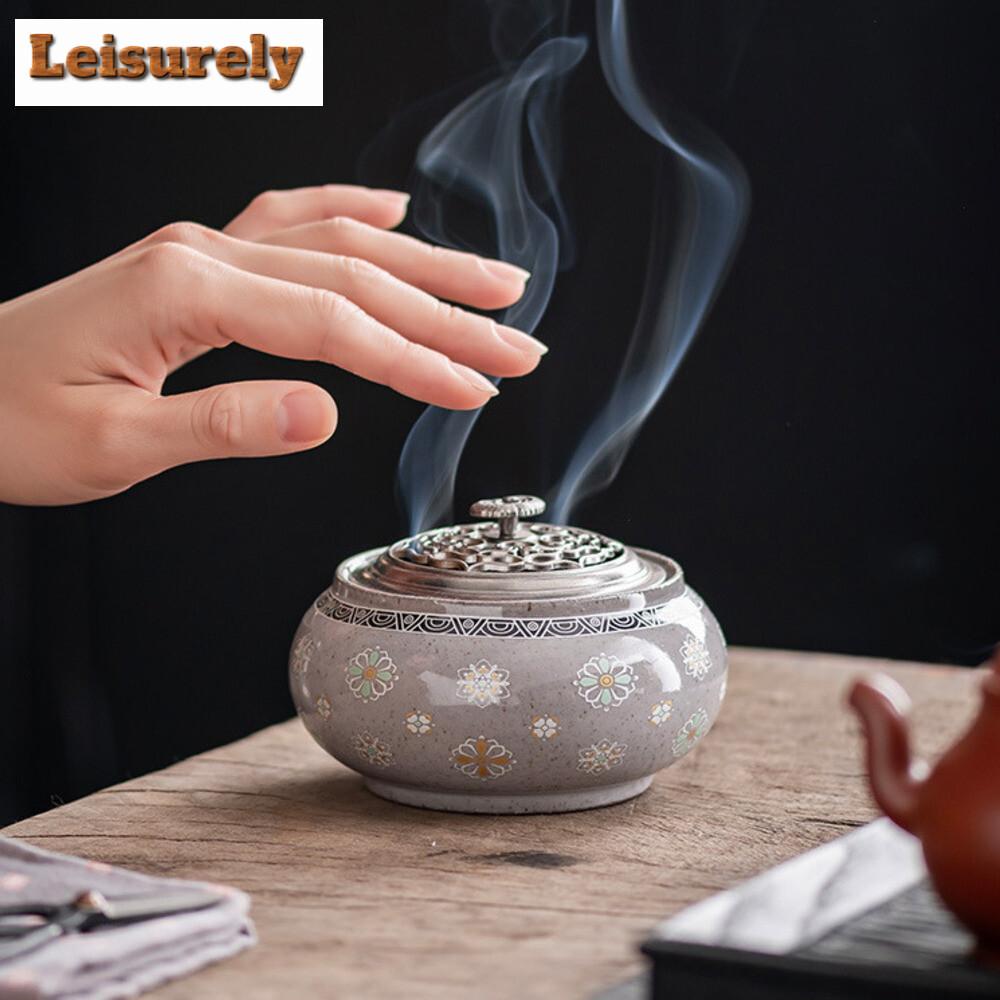 Emaille Ganoderma Lucidum Räuchergefäß Handbemaltes Zuhause Innen Agarholz Sandelholz Räucherstäbchenhalter Tischdekoration Ornamente